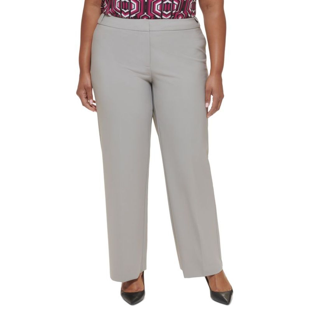 Plus Size Infinite Stretch Mid Rise Straight-Leg Pants